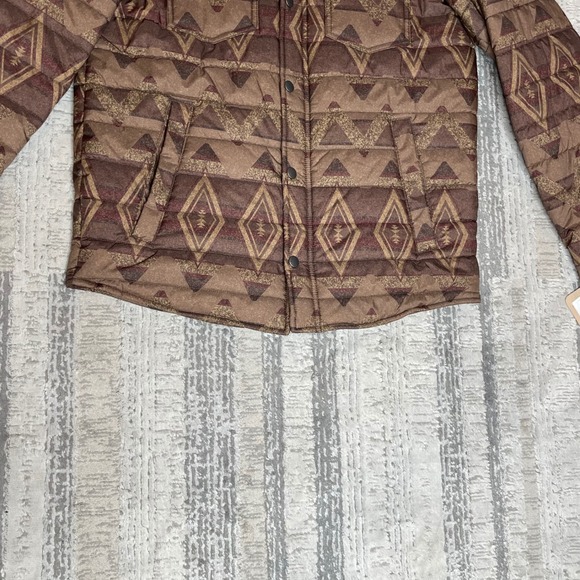 NWT Levis Mens Geometric Print Quilted Lightweight Insulation Jacket Brown SMALL - Picture 5 of 12